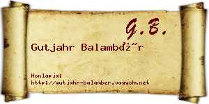 Gutjahr Balambér névjegykártya